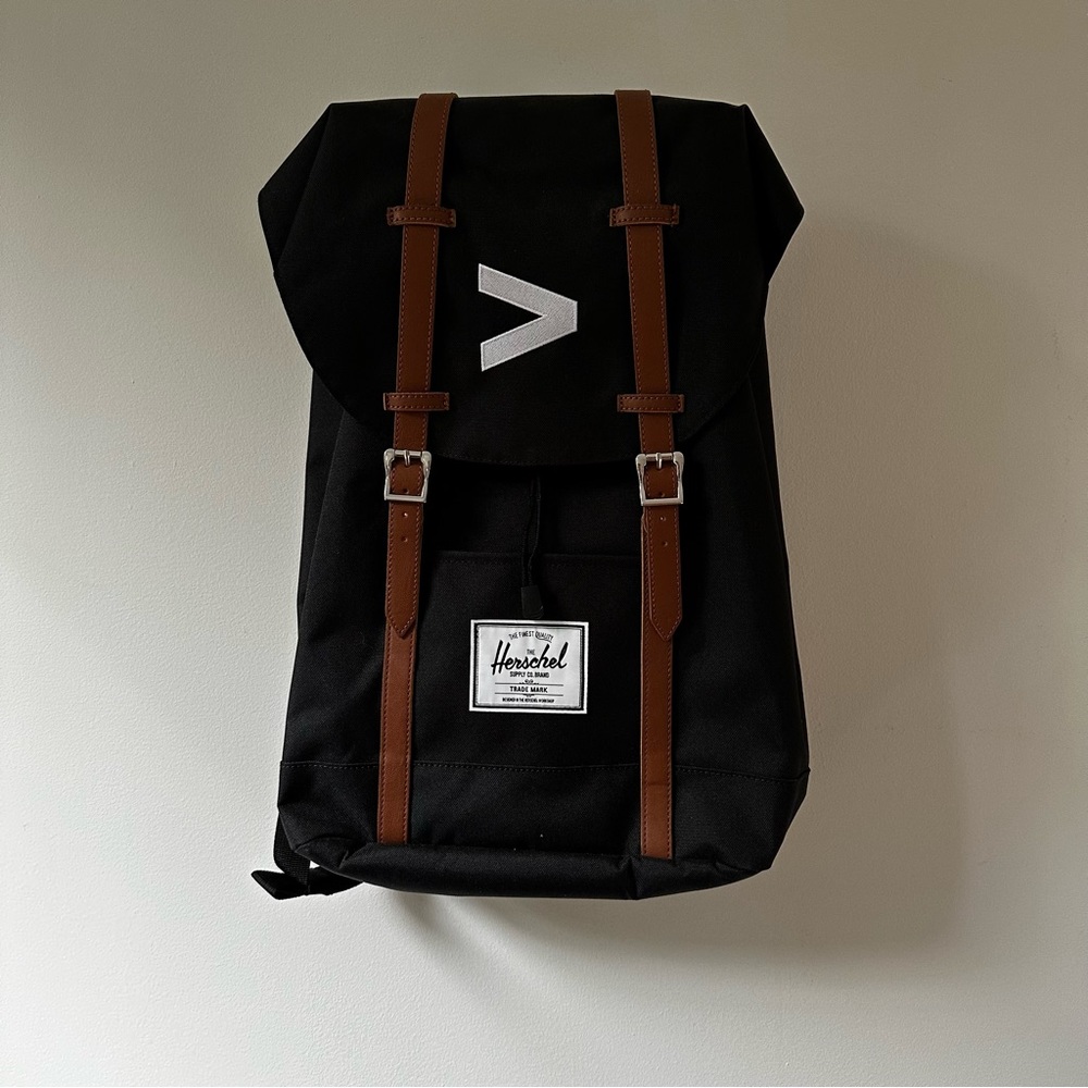 NWT: Black Herschel Retreat Backpack w/ custom embroidery